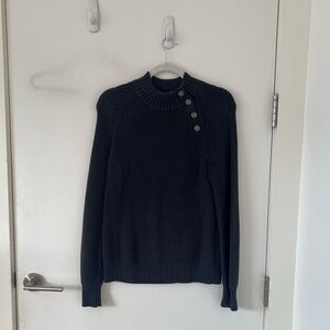 J. Crew Black Button-Accent Sweater